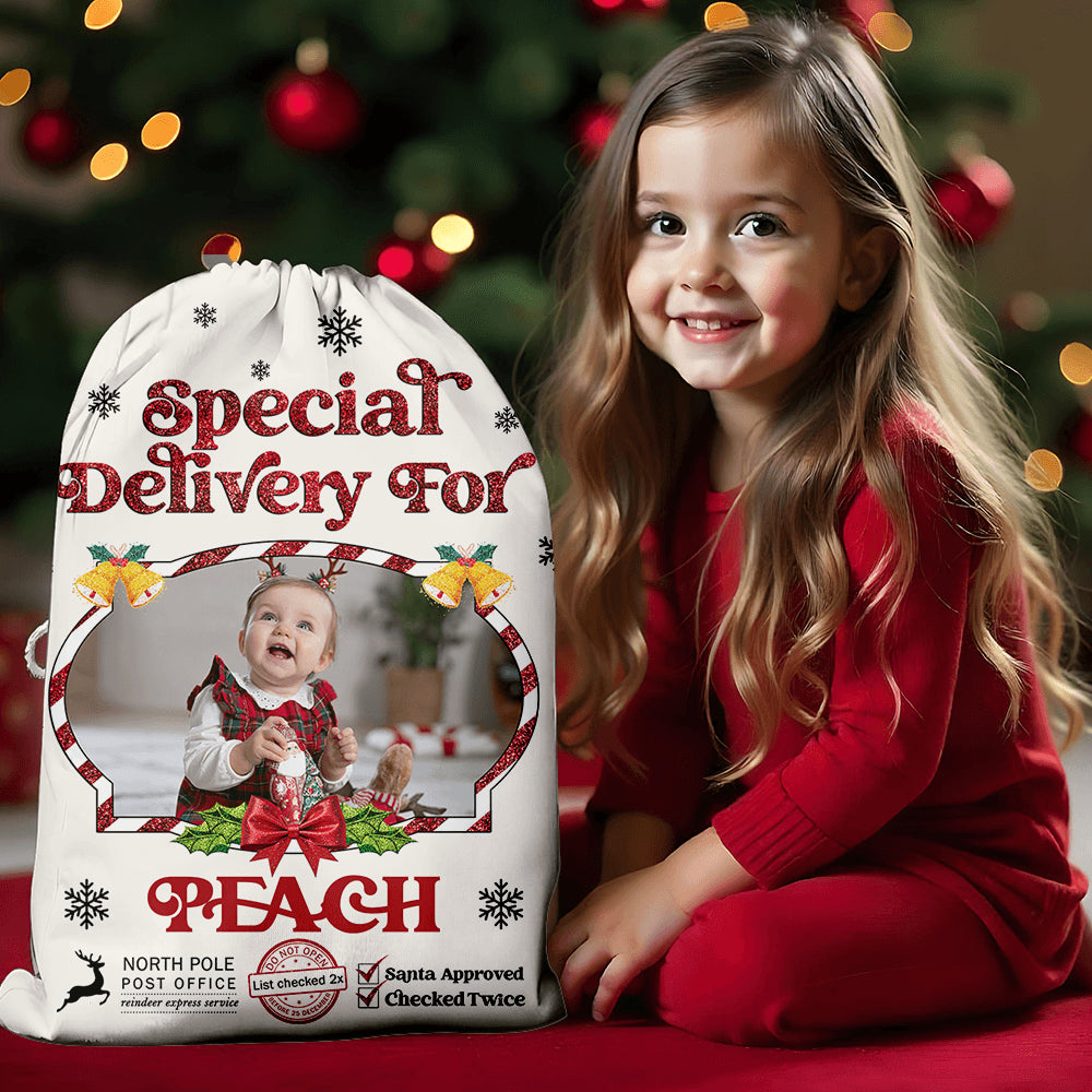 Glitter Christmas Sack - Personalized Santa Gift Bag