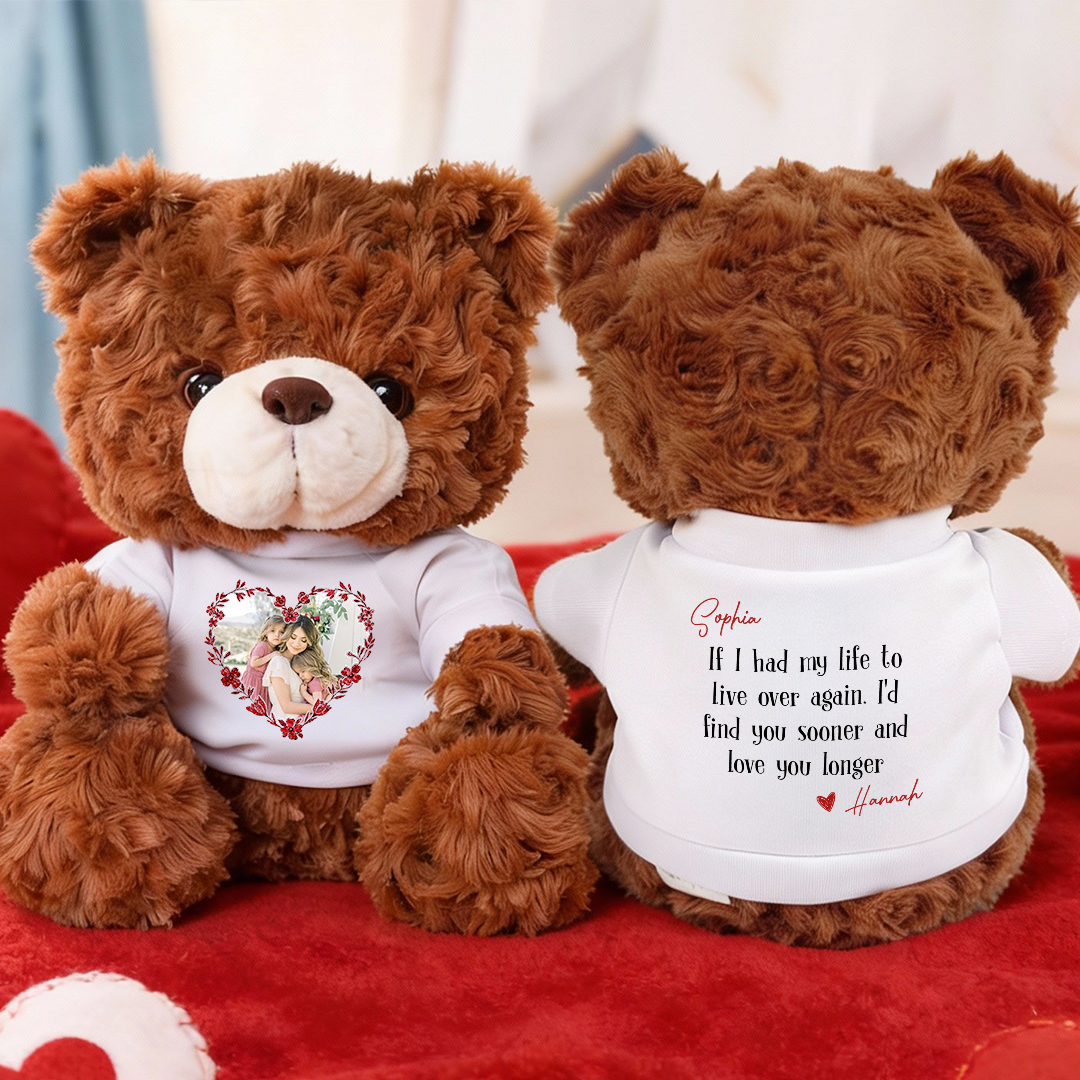 Love You Longer - Teddy Bear With Personalized Photo Shirt