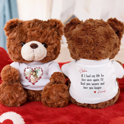 Love You Longer - Teddy Bear With Personalized Photo Shirt