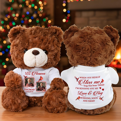 A From Heaven Custom Photos - Teddy Bear With Personalized Photo Shirt