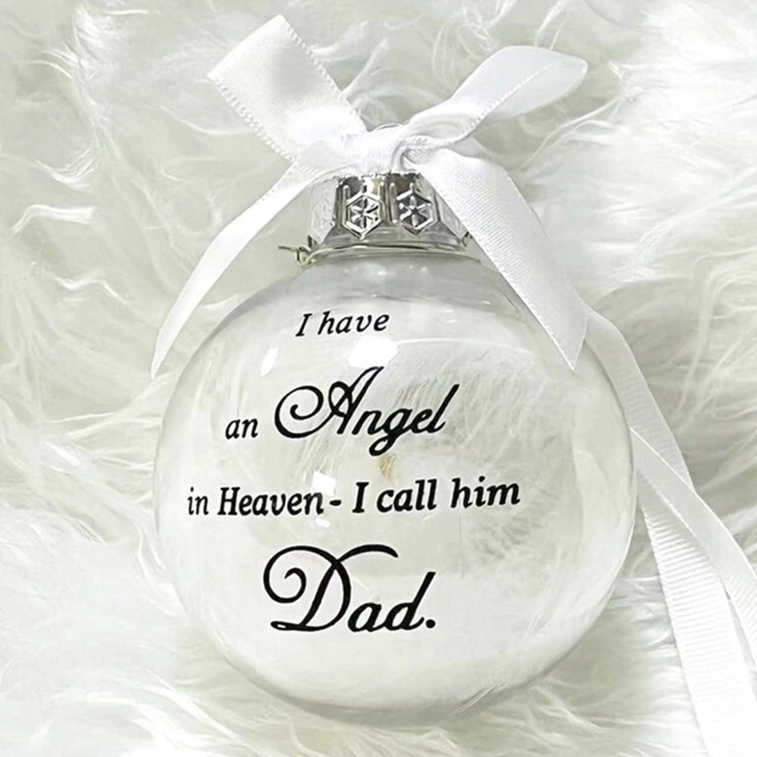 In Heaven Relatives Ornament - Feather Plastic Ball - Christmas Decor