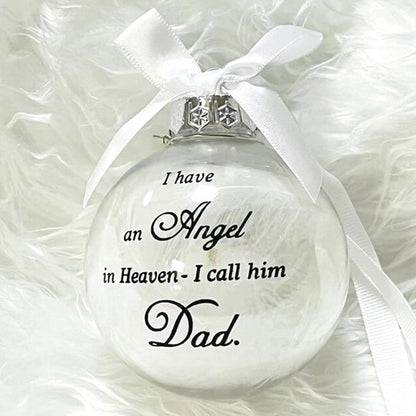 In Heaven Relatives Ornament - Feather Plastic Ball - Christmas Decor