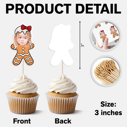 Cookie Christmas Custom Face - Party Decorations Cake Topper