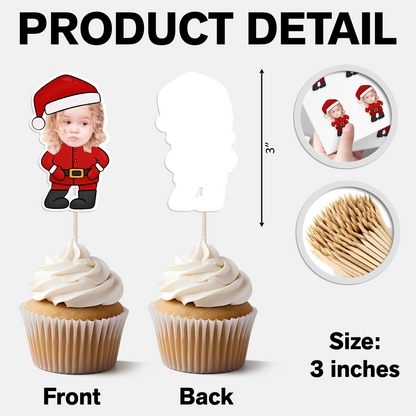 Custom Face With Christmas Hat - Party Decorations Cake Topper