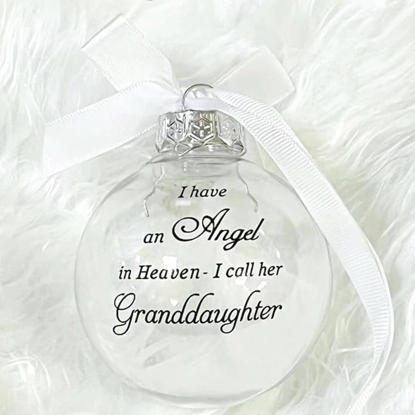In Heaven Relatives Ornament - Feather Plastic Ball - Christmas Decor