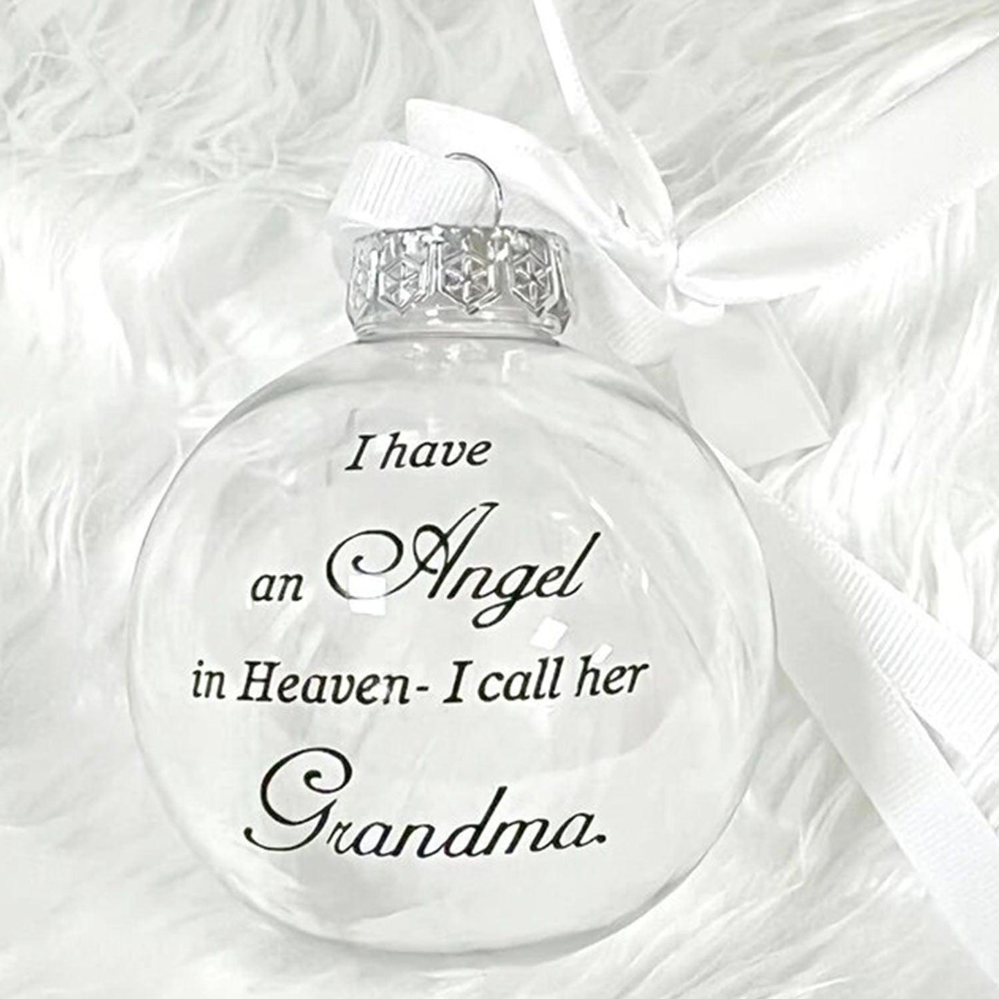 In Heaven Relatives Ornament - Feather Plastic Ball - Christmas Decor