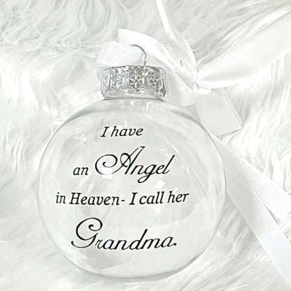 In Heaven Relatives Ornament - Feather Plastic Ball - Christmas Decor