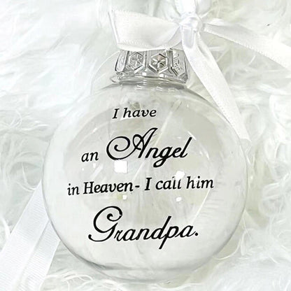 In Heaven Relatives Ornament - Feather Plastic Ball - Christmas Decor