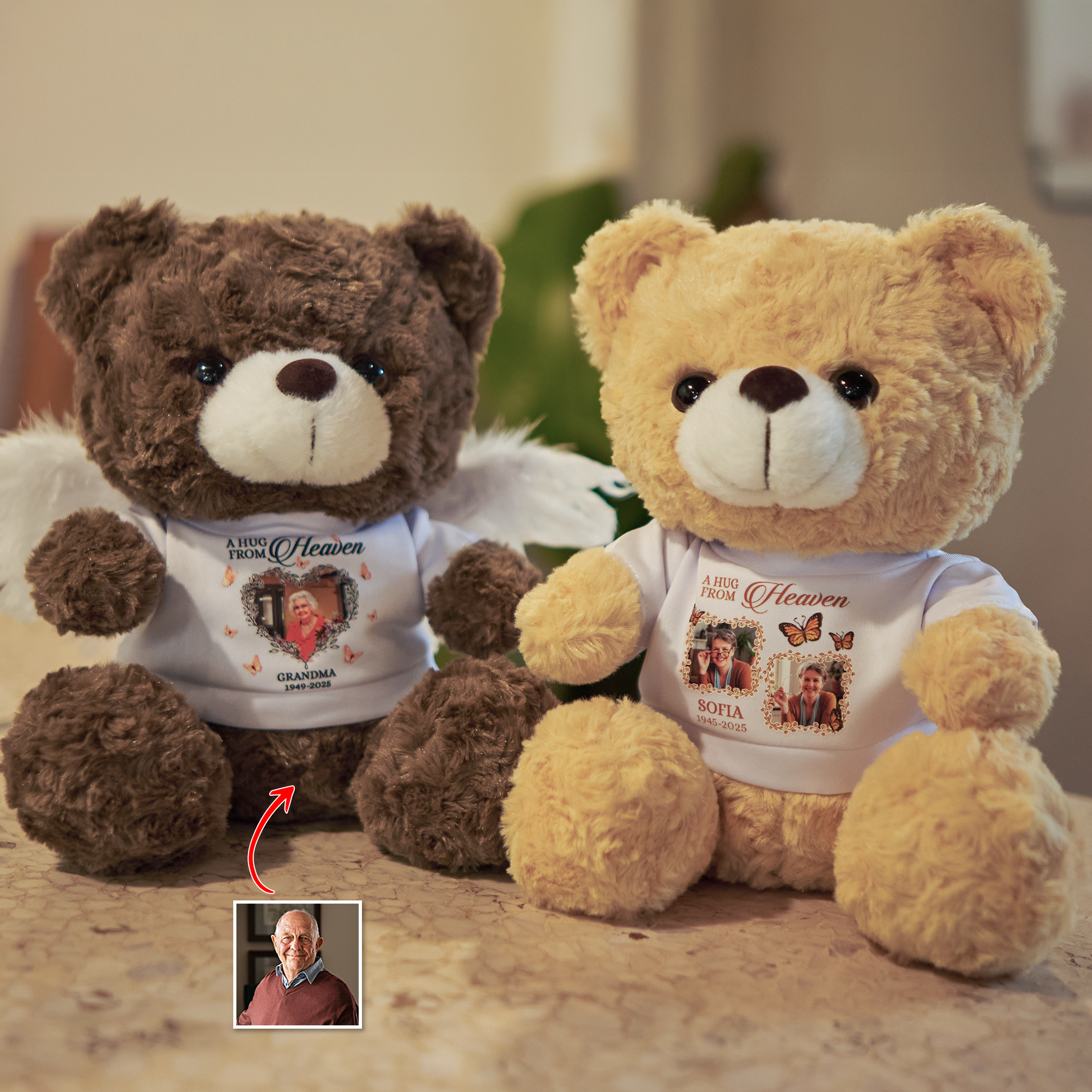 Hug This Memorial Bear - Teddy Bear With Personalized Photo Shirt Hug This Memorial Bear - Teddy Bear With Personalized Photo Shirt