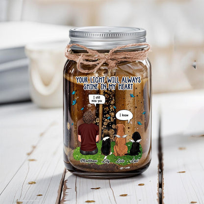 I Miss You Pet Loss Memorial Jar Light - Personalized Mason Jar Light