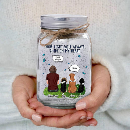 I Miss You Pet Loss Memorial Jar Light - Personalized Mason Jar Light