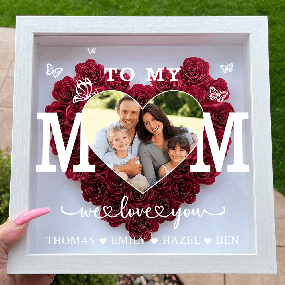 To My Mom - Personalized Heart Monogram Flower Box
