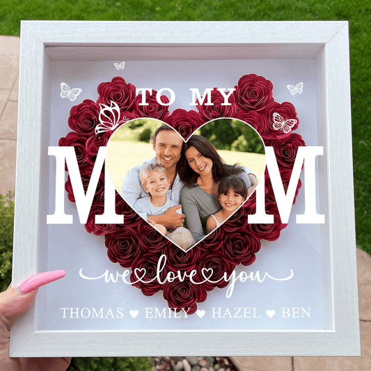To My Mom - Personalized Heart Monogram Flower Box
