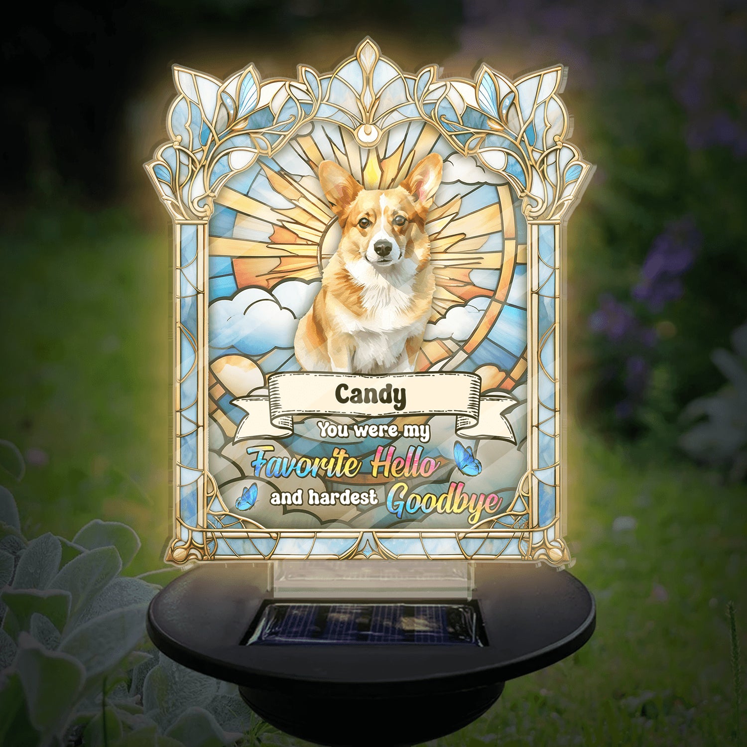 Loss of Pet - You Were My Favorite Hello - Personalized Solar Light
