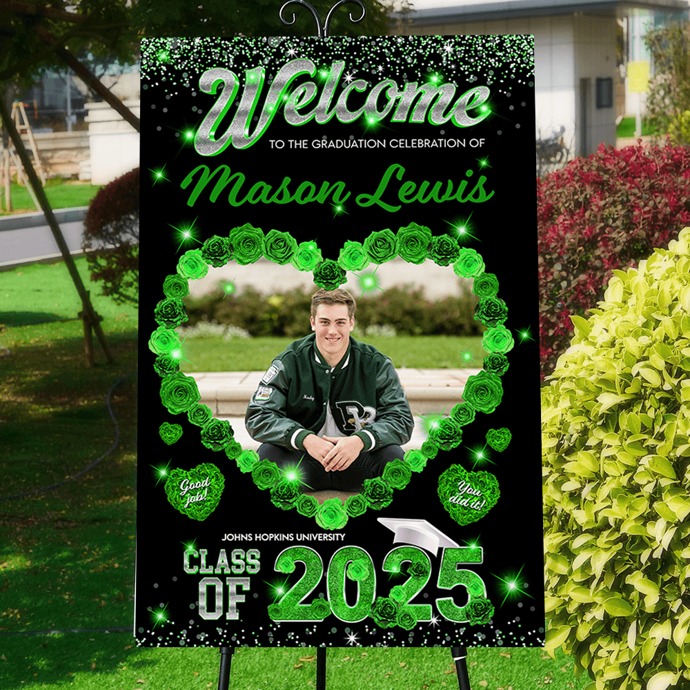 Rose Class Of 2025 Custom Photo - Graduation Party Welcome Sign - Custom Photo Grad Party Sign - Personalized Graduation Decoration - Graduation Poster