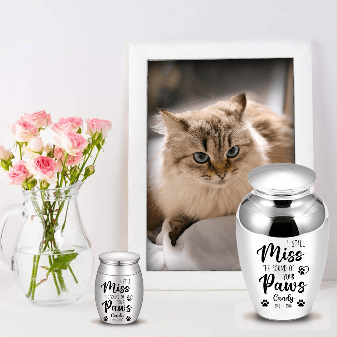 Mini Keepsake Urn - "I Still Miss The Sound Of Your Paws" Memorial
