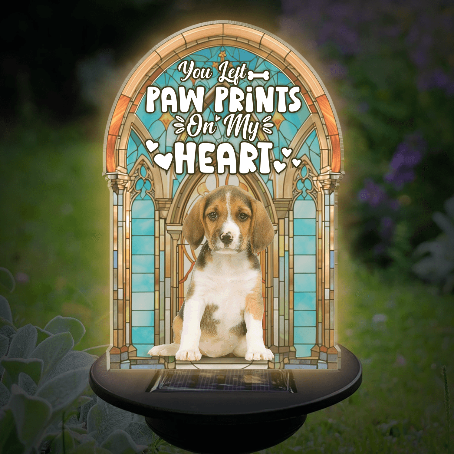 Loss of Pet - You Left Paw Prints On My Heart - Custom Solar Light