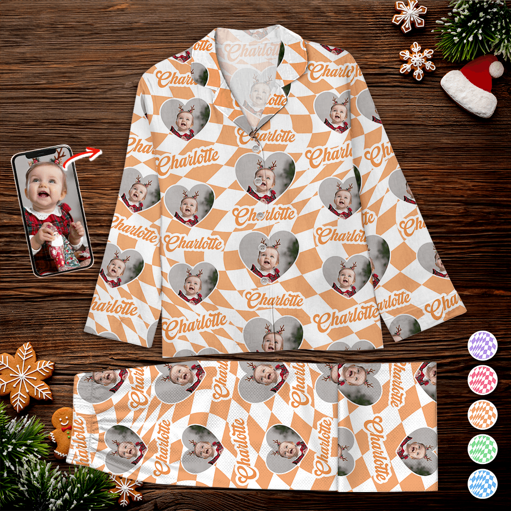 Custom Vans Checkered Christmas Pajama Set - Couple Gift