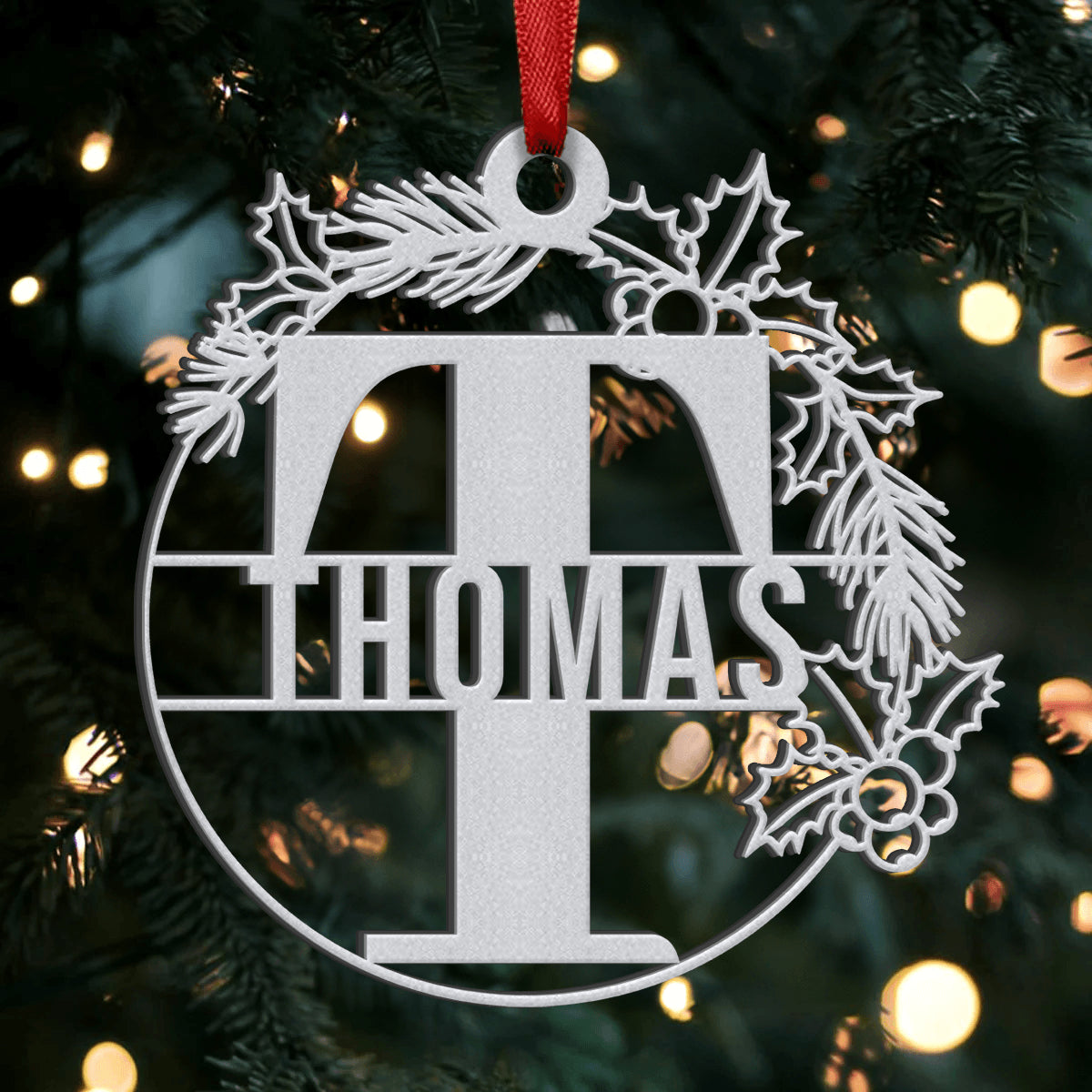 Personalized Christmas Metal Ornament - Custom Name Design