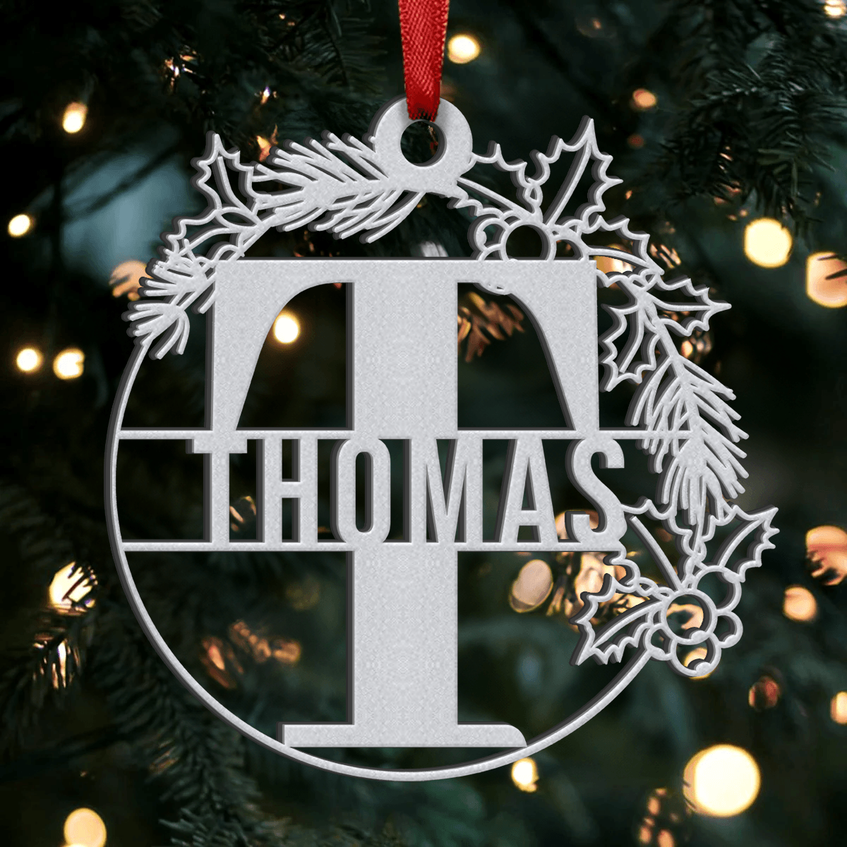 Personalized Christmas Metal Ornament - Custom Name Design