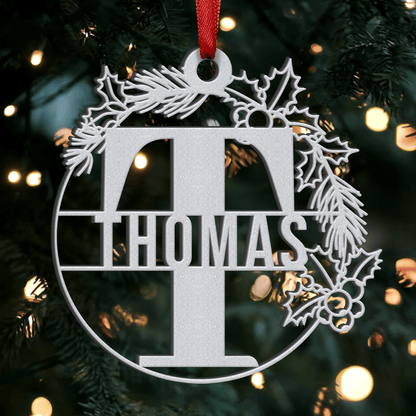 Personalized Christmas Metal Ornament - Custom Name Design