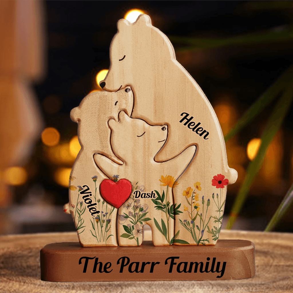 Flower Single Parent Bear Puzzle - Christmas Pet Carvings