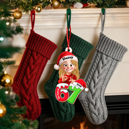 Custom '6 7' Six Seven Slang Meme For Kids Teenagers - Wood Ornament 2 Layered