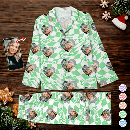Custom Vans Checkered Christmas Pajama Set - Couple Gift