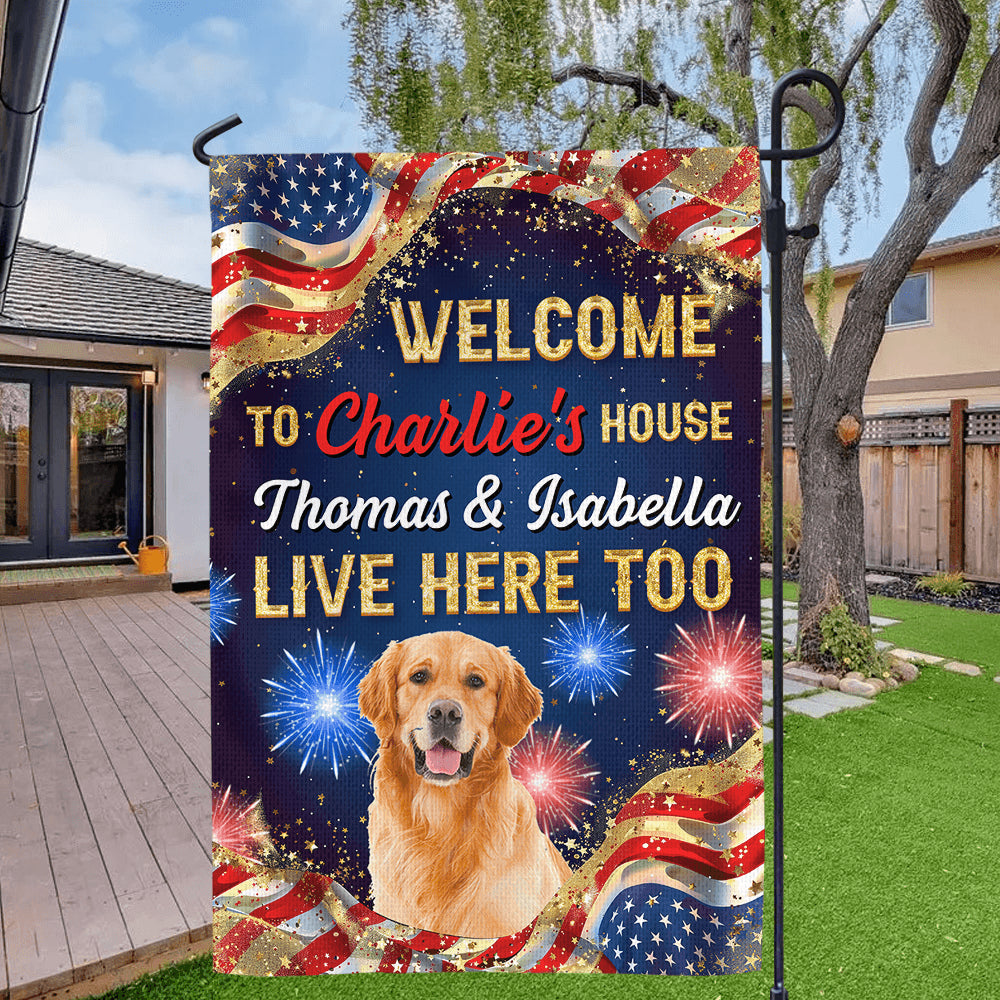 Personalized Pet July 4th Flag - Custom Welcome Garden House Flag