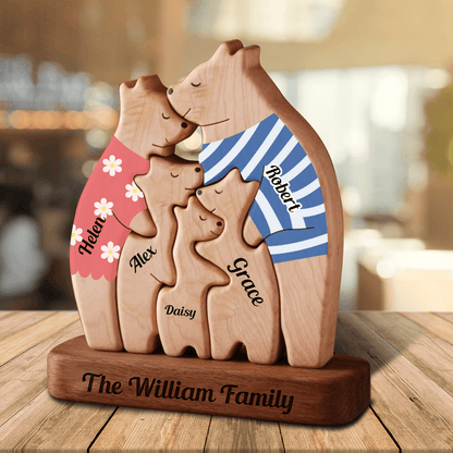 Personalized Bears Family Puzzle Funny Styles with Clothes Carvings