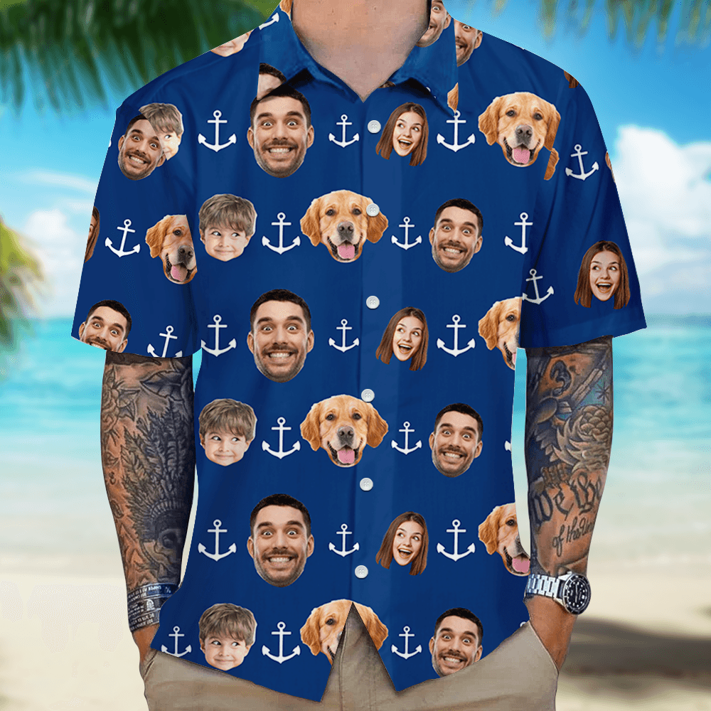 Personalized Anchor Photo Name - Personalized Custom Hawaiian Shirt