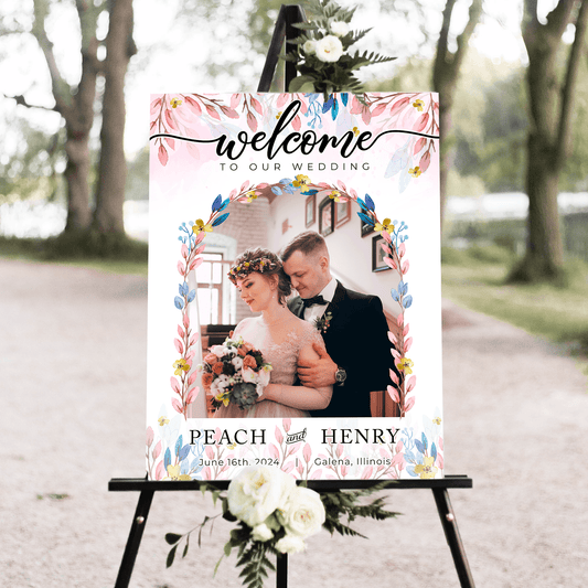 Flower Wedding Welcome Sign - Modern Wedding Decoration