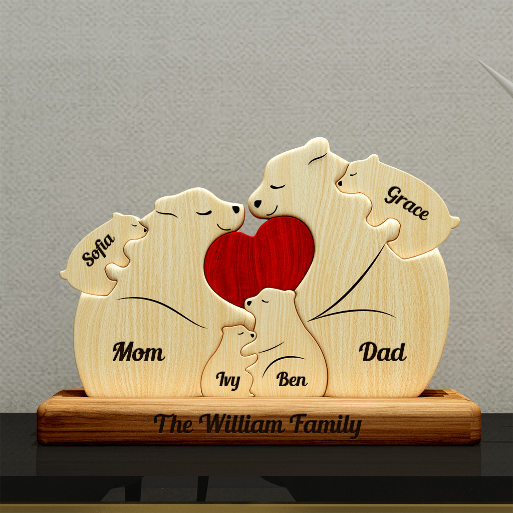 Chubby Bear Family Puzzle - Wooden Pet Carvings
