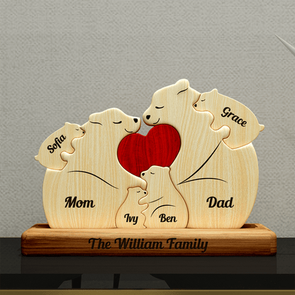 Chubby Bear Family Puzzle - Wooden Pet Carvings