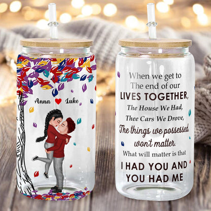 Personalized Glass Bottle with Lid & Straw - Couple Gift