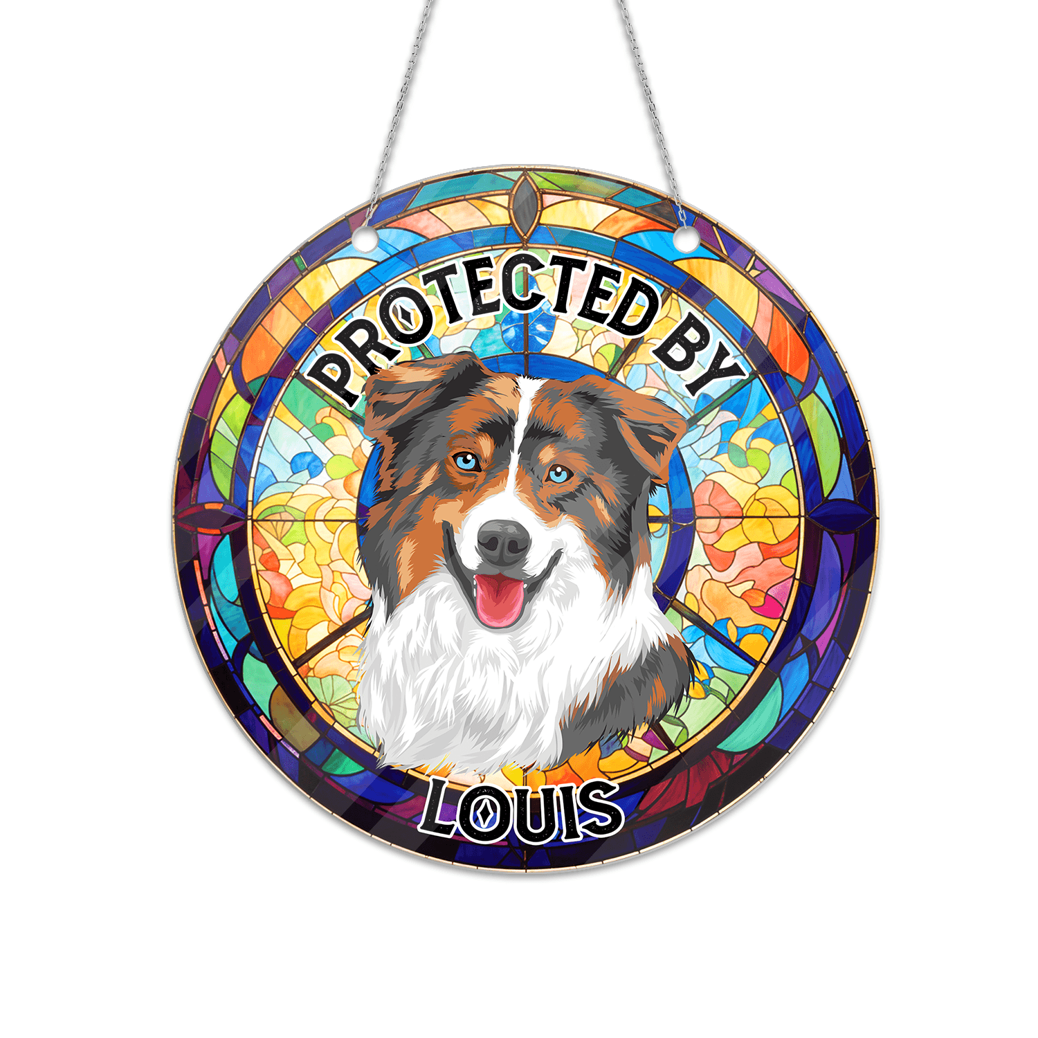 Protected by My Dog Hanging - Personalized Acrylic Door Sign