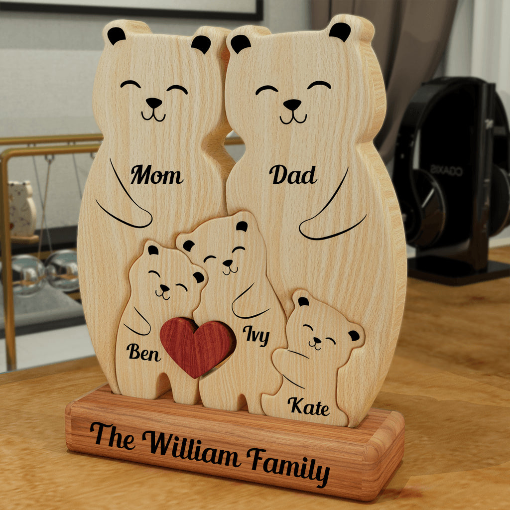 Teddy Bear Family Puzzle - Wooden Bears Family - Pet Carvings Gift