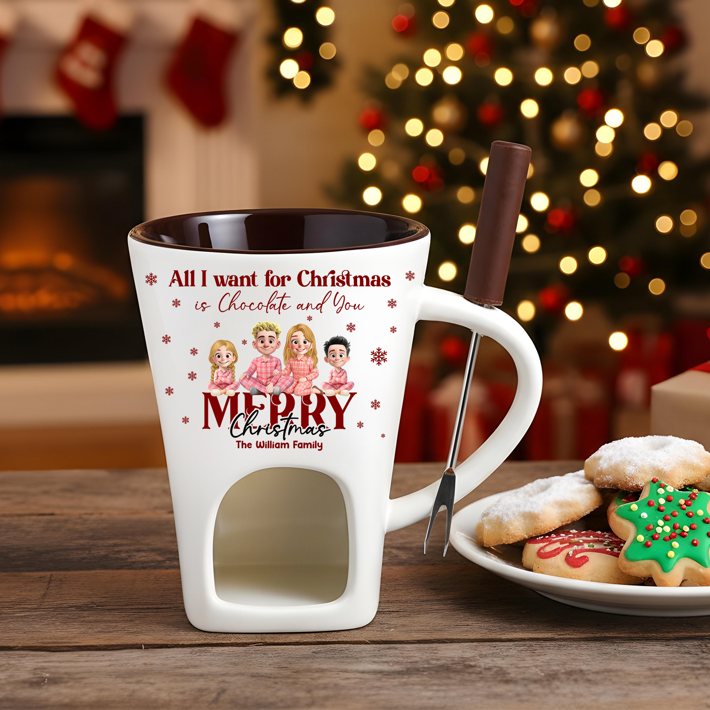 All I Want For Christmas - Hot Chocolate Fondue Mug – Custom Coffee Mug, Unique Christmas Gift