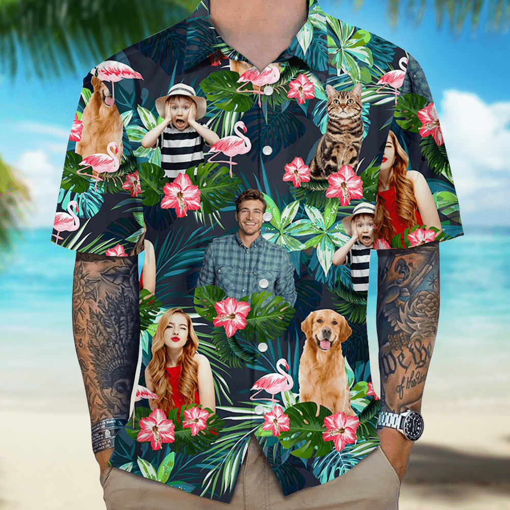 Personalized Tropical Photo Name - Custom Hawaiian Shirt
