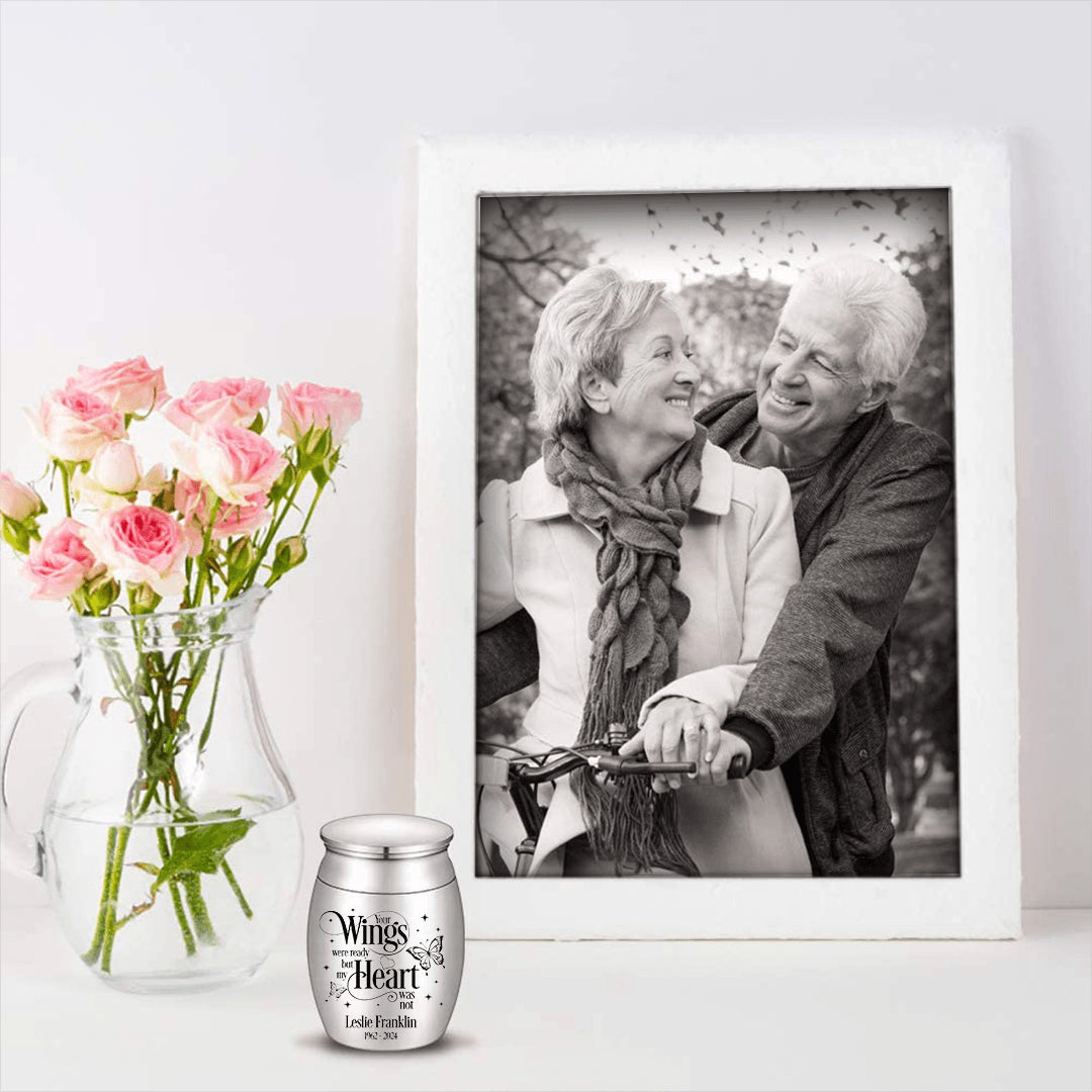 Mini Keepsake Urn - Buffterfly Wings Ready, Heart Not - Ashes Urn