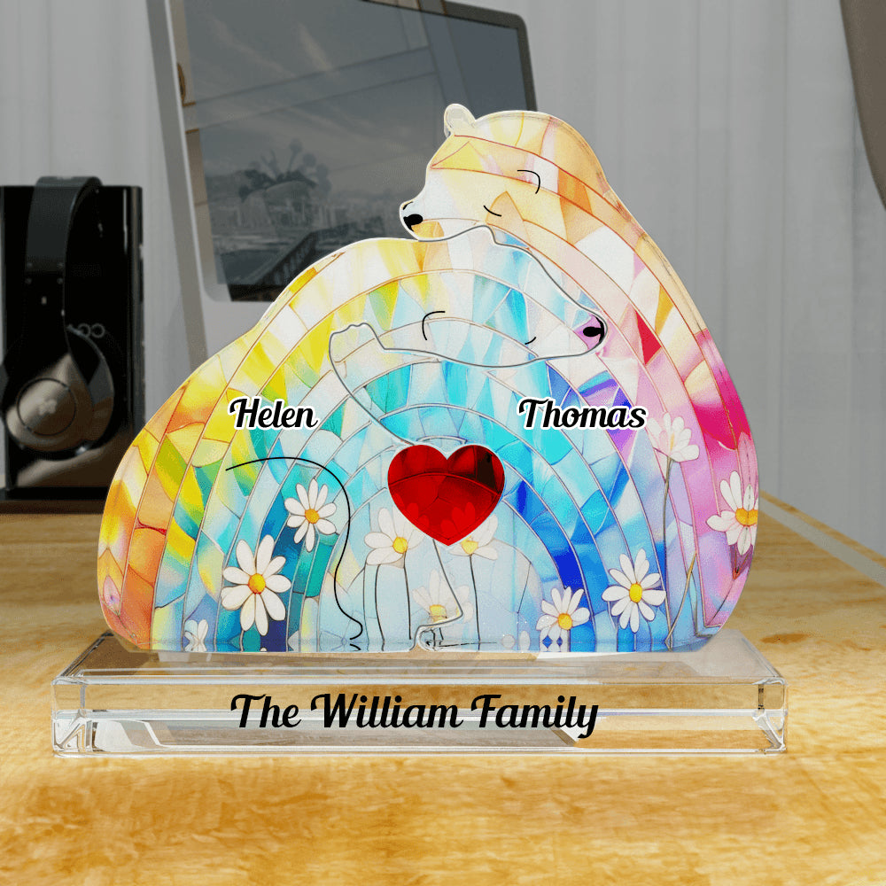 Lovely Bear Family Hug Acrylic - Acrylic Bears Family Pet Carvings