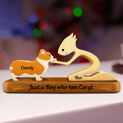 Personalized Dog Breeds Wood Carvings With Base - Custom Name Puzzle
