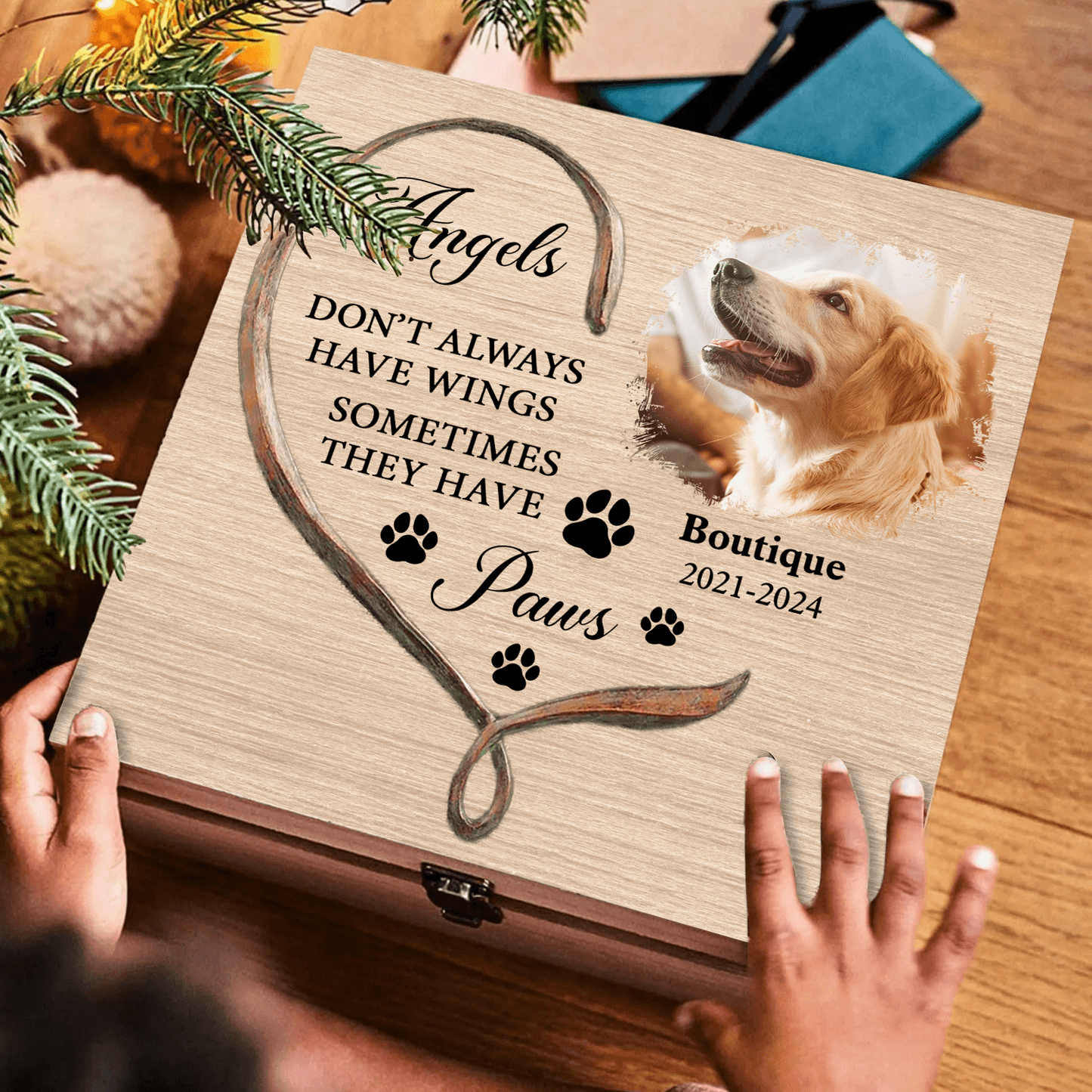 Paw Wings Pet Memorial Box - Memorial Treasure Keepsake Box