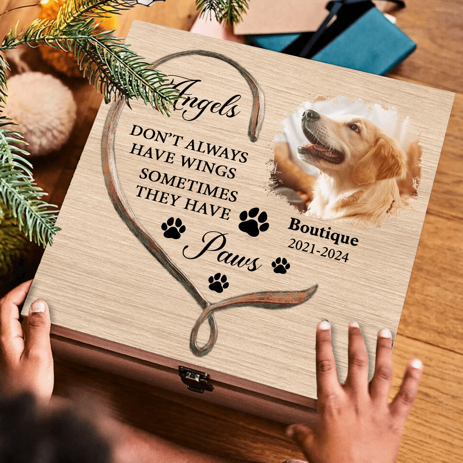 Paw Wings Pet Memorial Box - Memorial Treasure Keepsake Box