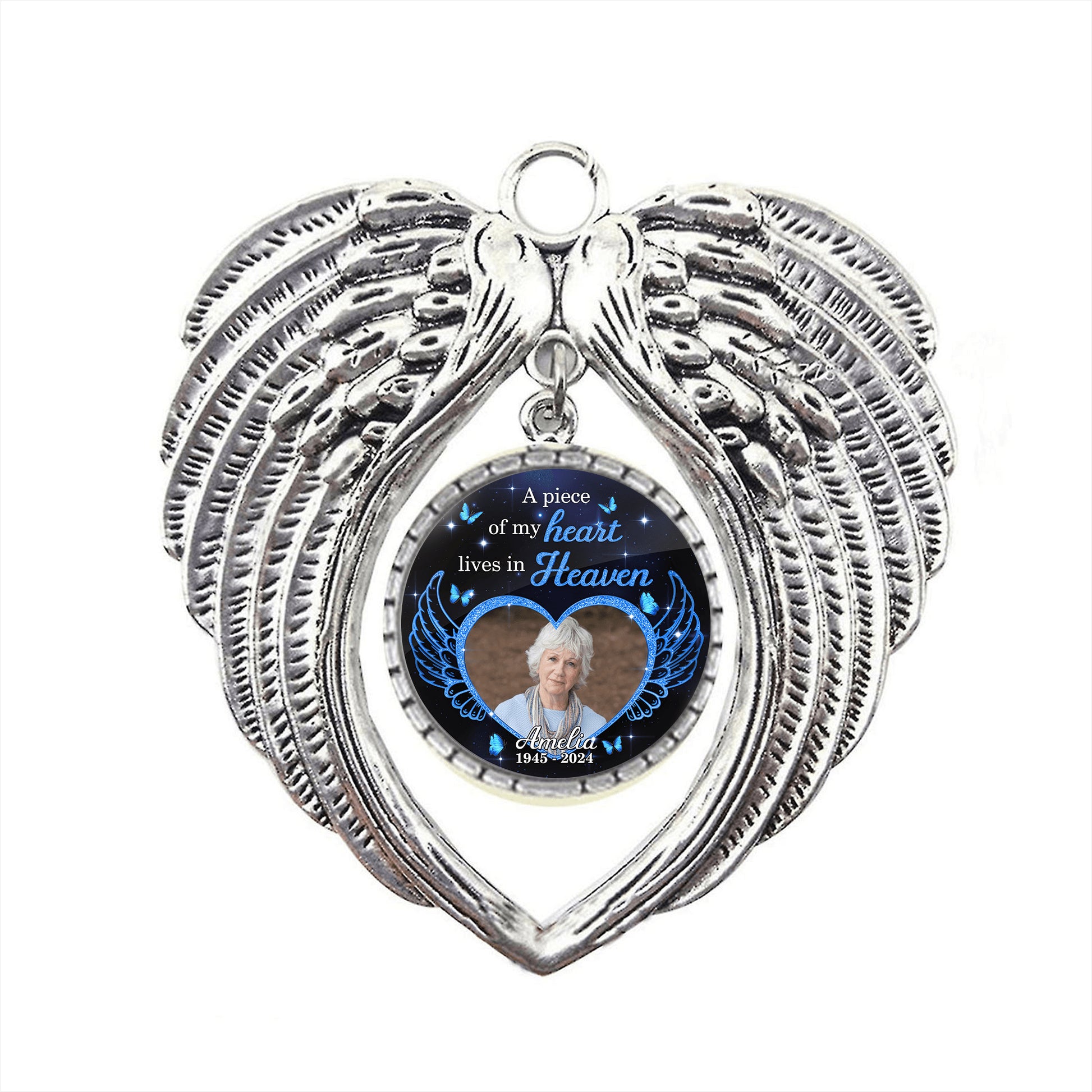 Angel Wings Memorial Ornament - A Piece Of My Heart Lives Heaven