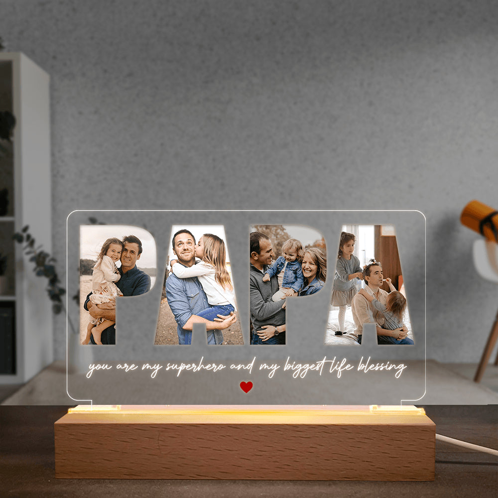Personalized Dad Photo Gift - Best Dad Ever Night Light - Father's Day