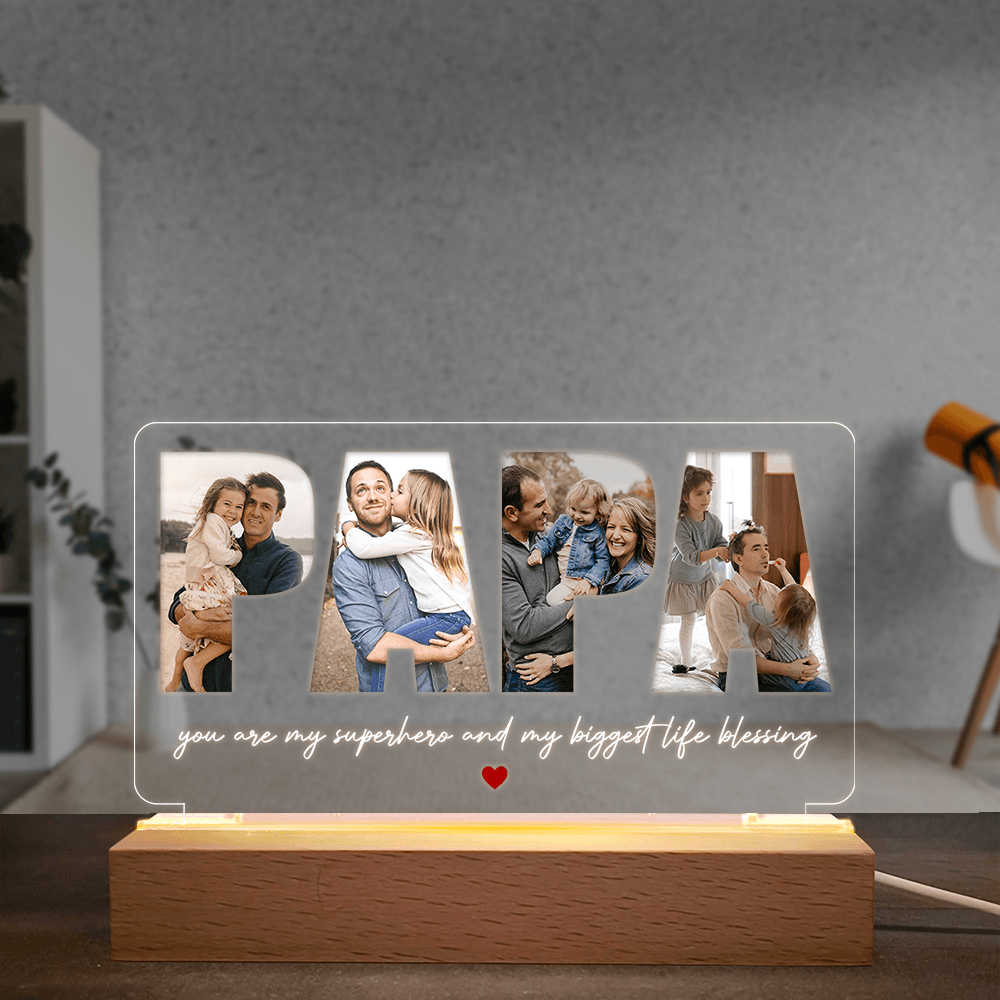 Personalized Dad Photo Gift - Best Dad Ever Night Light - Father's Day