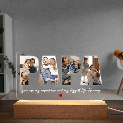 Personalized Dad Photo Gift - Best Dad Ever Night Light - Father's Day