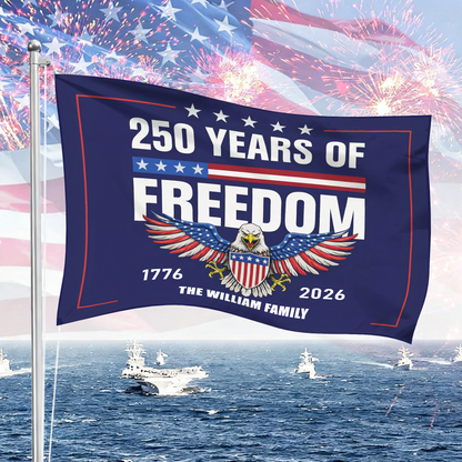 Custom Family Name 250th Birthday - America Freedom With Eagle - House Flag Decor