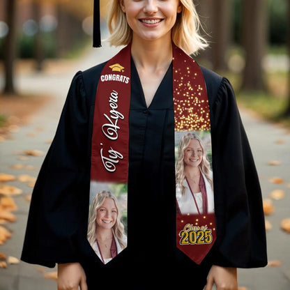 Congrats Graduation Stoles With Photo - Class of 2025 Gift